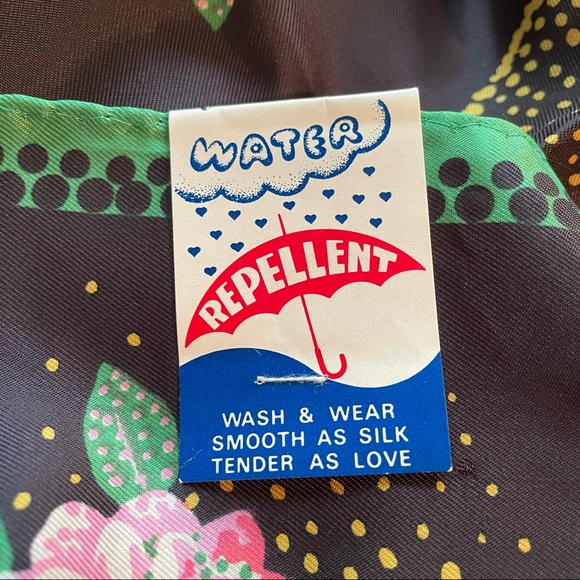 Fabulous Floral Vintage Scarf with Tags Black Green Gold - Picture 6 of 8